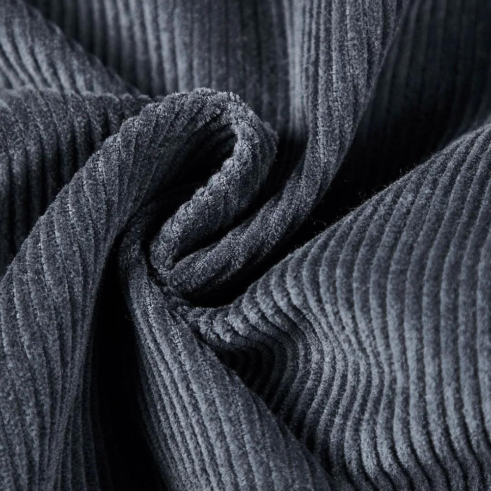 Essential fall fashion: a comfortable and stylish men's grey corduroy jacket.