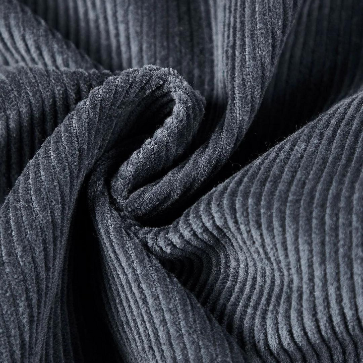 Essential fall fashion: a comfortable and stylish men's grey corduroy jacket.
