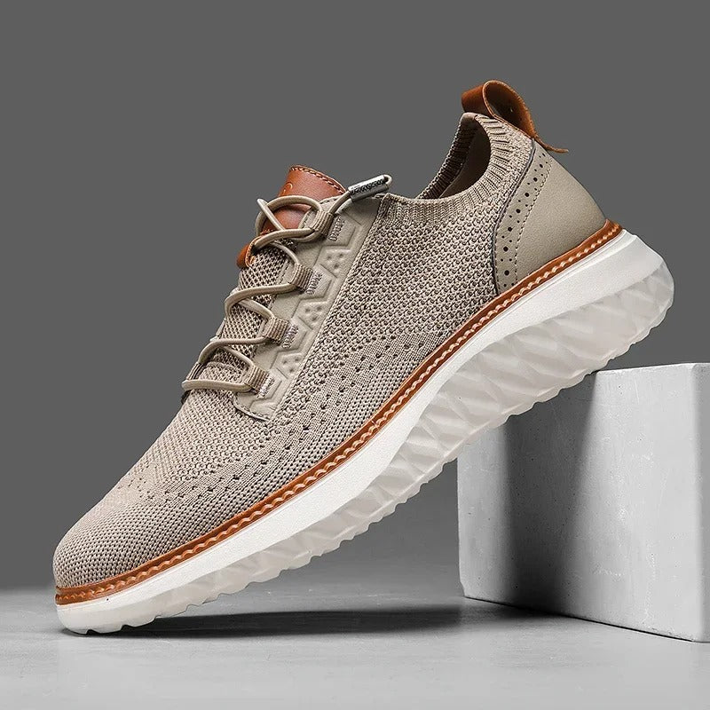 Blue knit casual sneakers for men, offering ultimate comfort & flexibility.