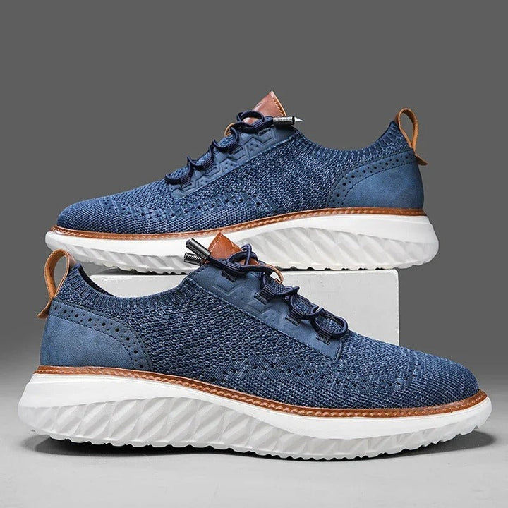 Comfortable men's knit sneakers in khaki, ideal lightweight casual footwear.