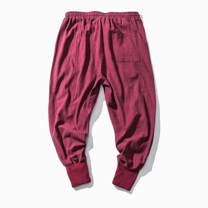Stylish men's linen blend street style joggers, offering breathable comfort for daily casual wear.