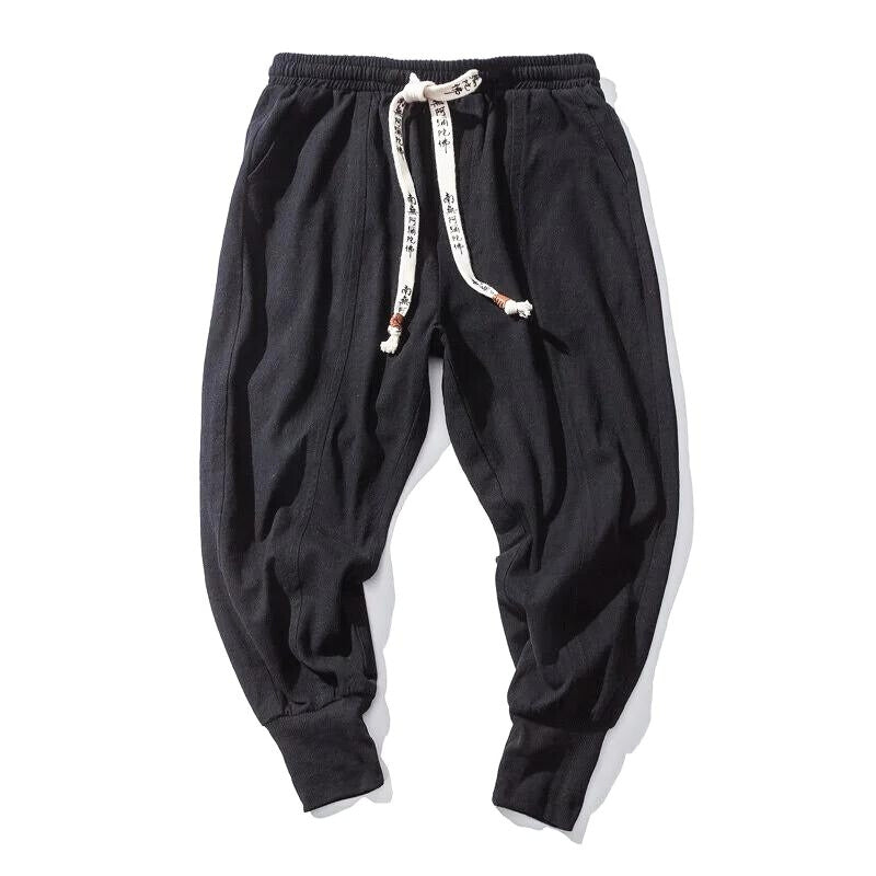 Versatile men's linen blend joggers for ultimate comfort, suitable for casual outings or a relaxed street style.