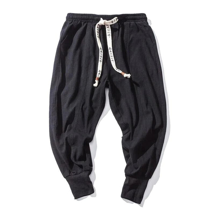 Versatile men's linen blend joggers for ultimate comfort, suitable for casual outings or a relaxed street style.