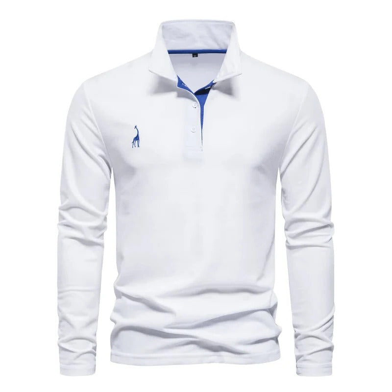 Men's comfortable long sleeve polo shirt for versatile everyday wear and men's fashion.