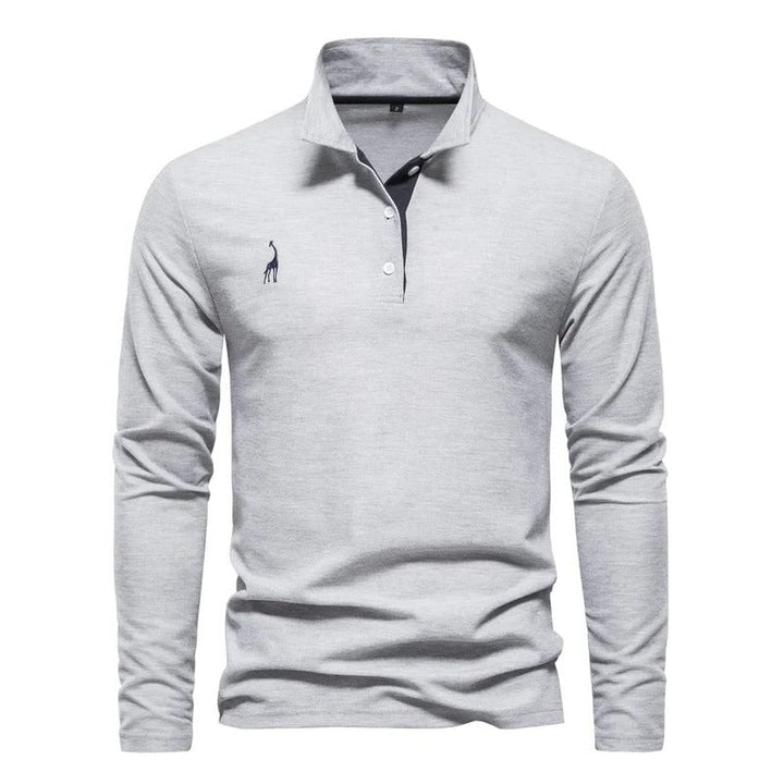 Elegant men's long sleeve polo shirt, perfect for business casual & smart casual style.