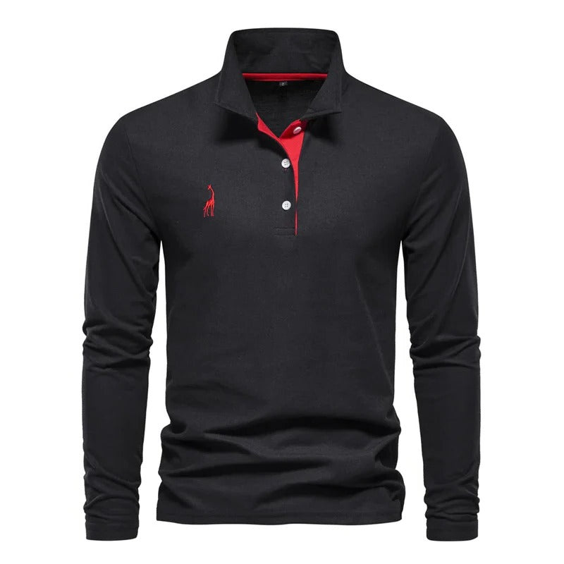 Classic men's long sleeve polo shirt, offering effortless style & versatile comfort for men's fashion.