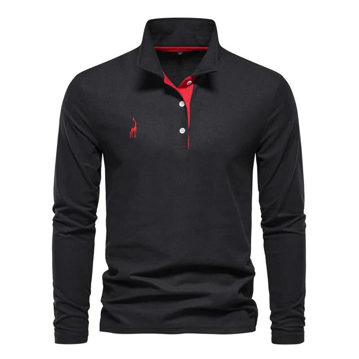 Classic men's long sleeve polo shirt, offering effortless style & versatile comfort for men's fashion.