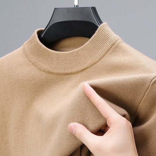 Men's comfortable mock neck pullover sweater, perfect for versatile fall and winter everyday style.