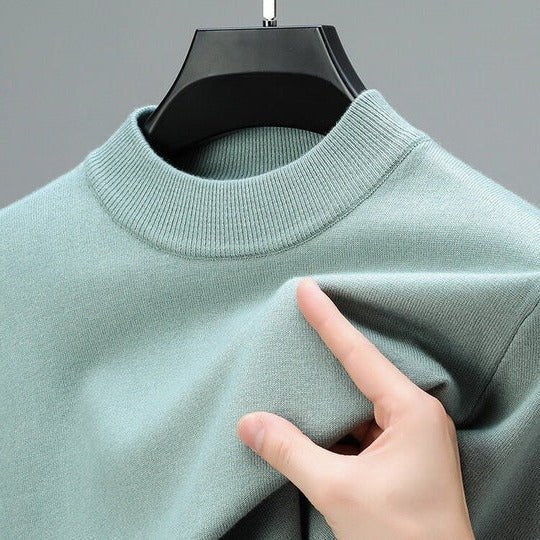 Comfortable men's mock neck pullover sweater for everyday wear, a versatile addition to any wardrobe.