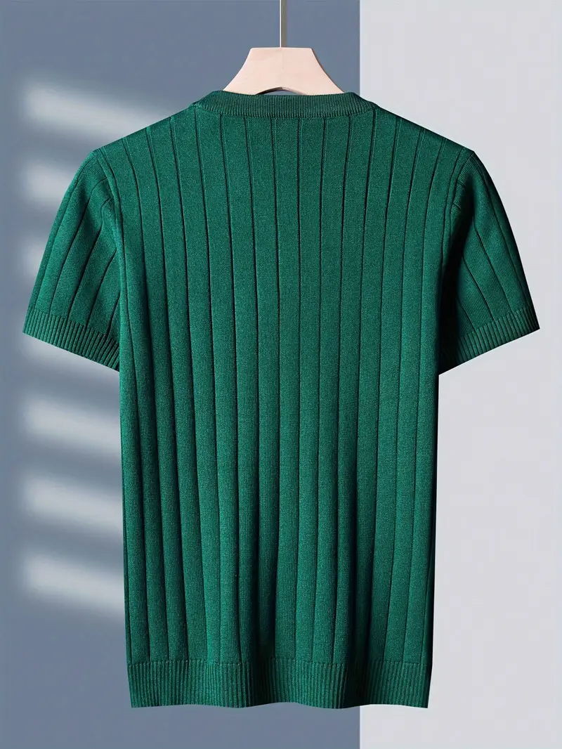Emerald green men's ribbed tee. Stylish, comfortable everyday casual top.