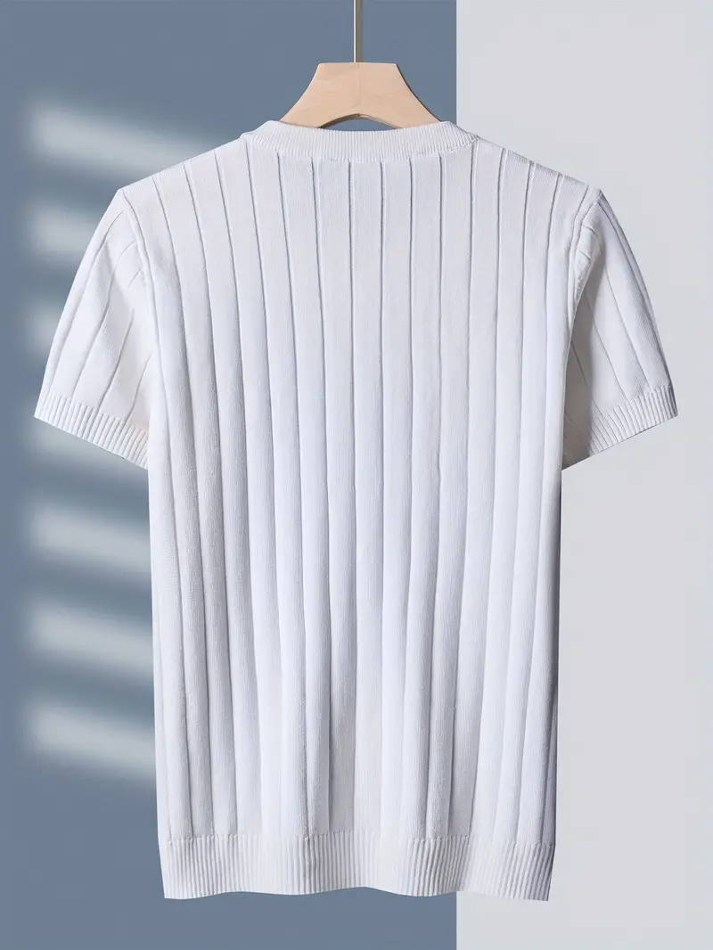 Comfortable men's ribbed tee. Soft, short sleeve casual top for everyday fashion.