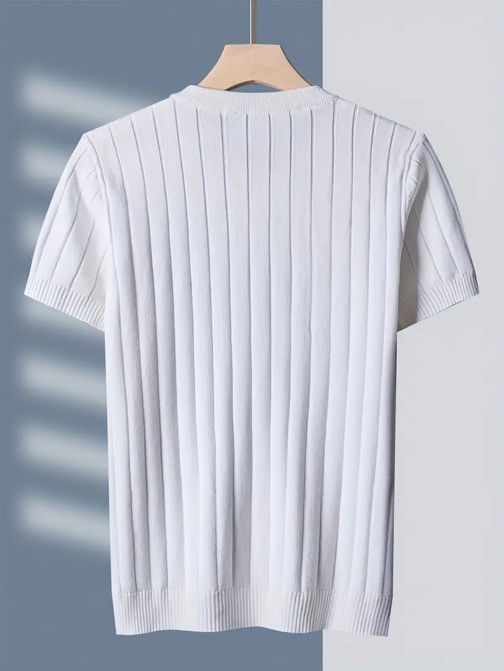 Comfortable men's ribbed tee. Soft, short sleeve casual top for everyday fashion.