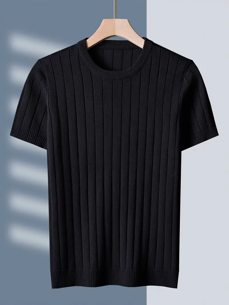 Stylish men's ribbed tee. Premium feel, versatile short sleeve top for modern men.