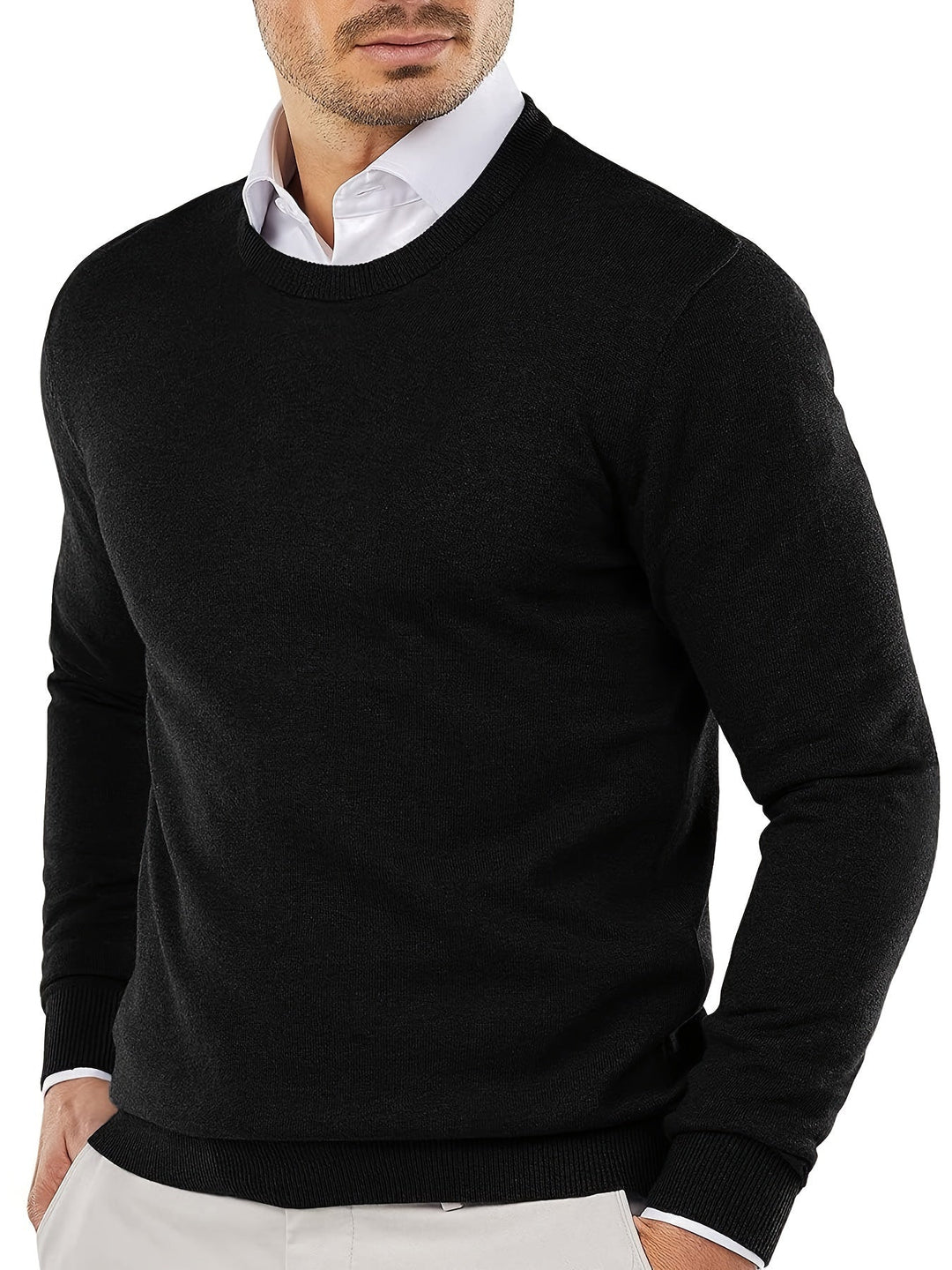 Dante men's round neck knitted sweater. A timeless, comfortable classic for versatile fashion.