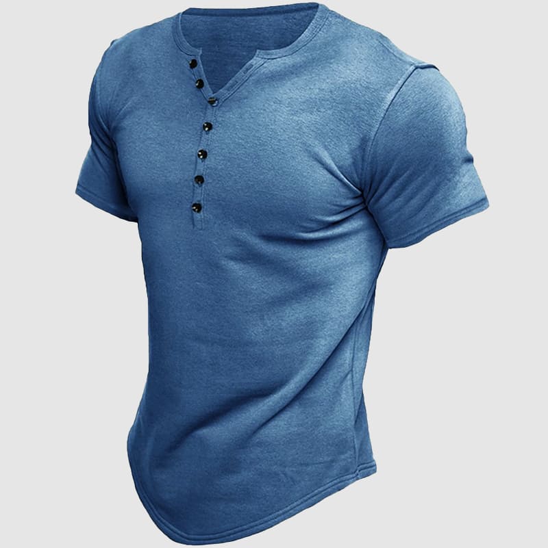 Men's comfortable short sleeve Henley shirt, ideal for casual everyday wear. Soft fabric for ultimate comfort.