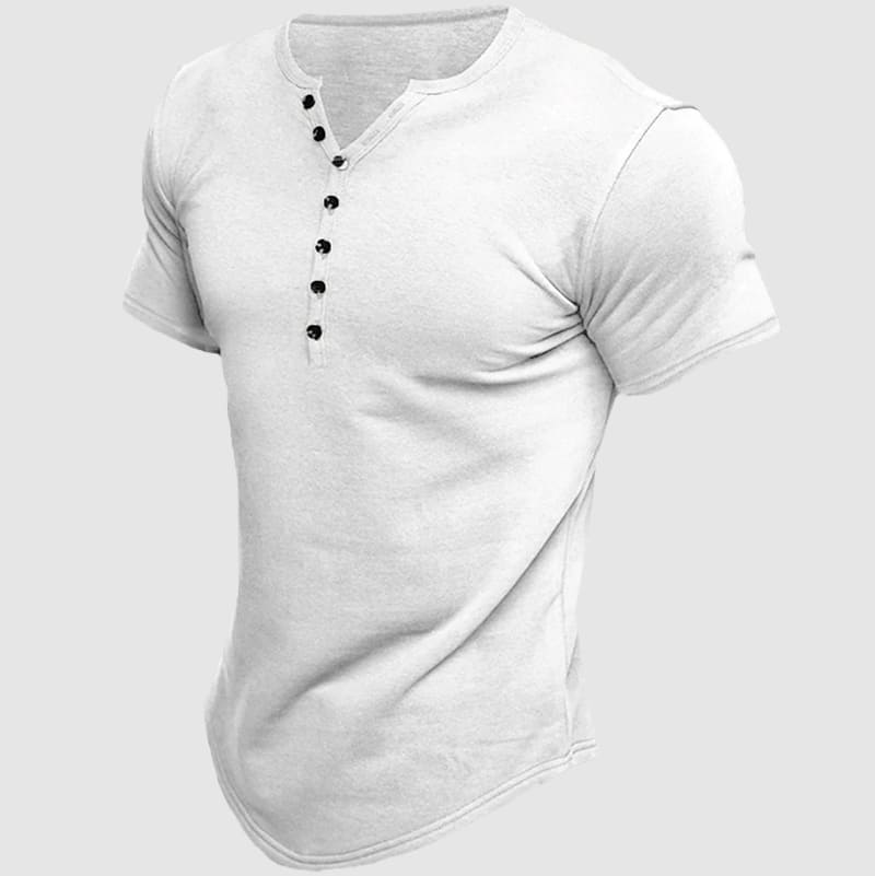 Men's casual short sleeve Henley shirt with button placket. Great for layering or everyday comfortable wear.