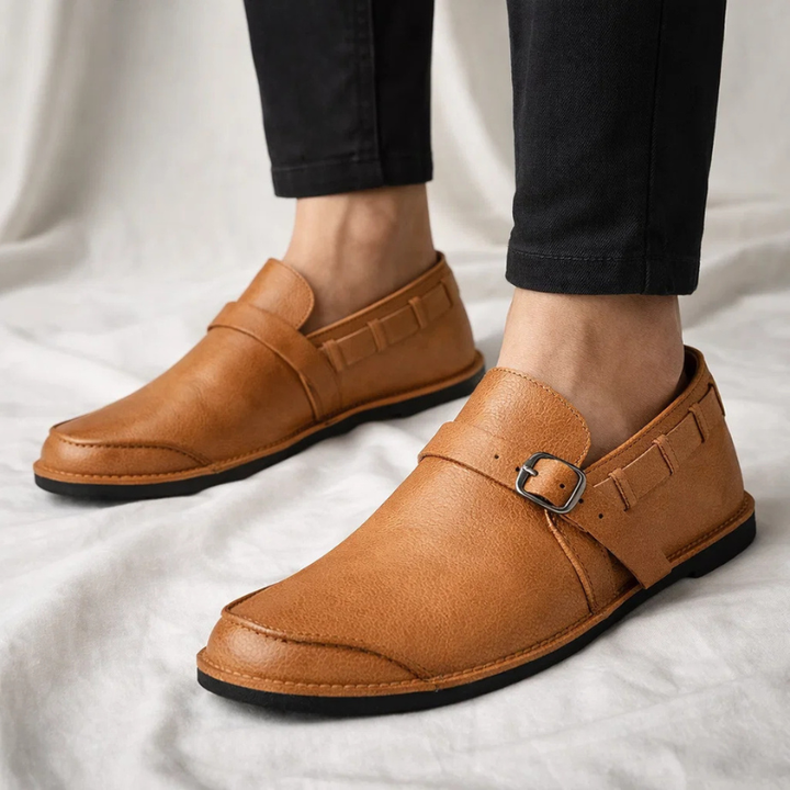 Versatile men's slip-on loafers, perfect dress shoes for formal events, office, or casual style.