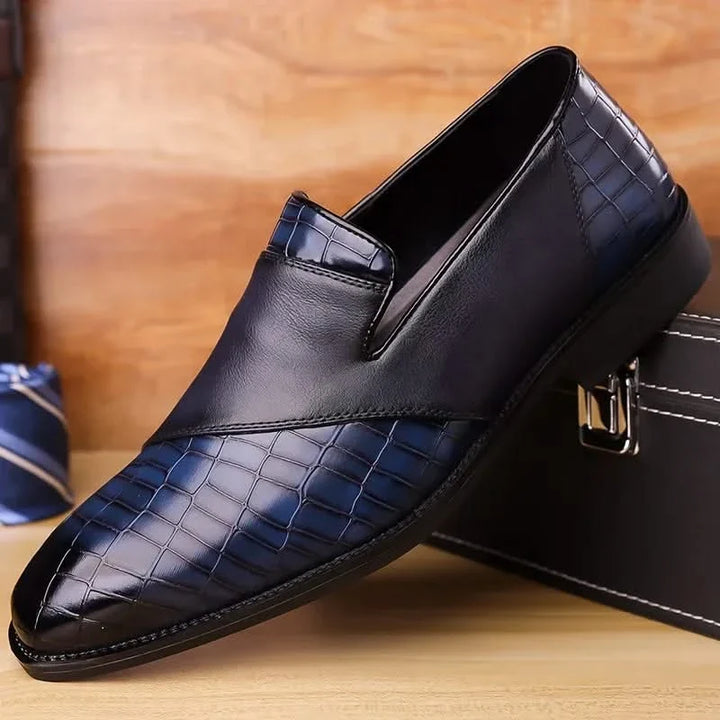 Men's comfortable slip-on dress loafers; perfect versatile footwear for formal, casual, or business settings.