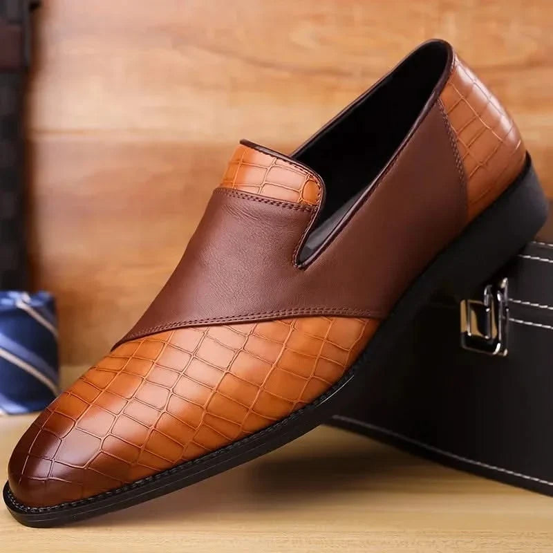 Versatile men's slip-on dress shoes, perfect for business casual or everyday comfort.