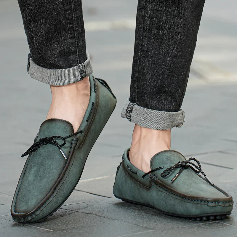 Classic men's moccasin slip-on dress shoes, offering comfort & easy everyday wear.