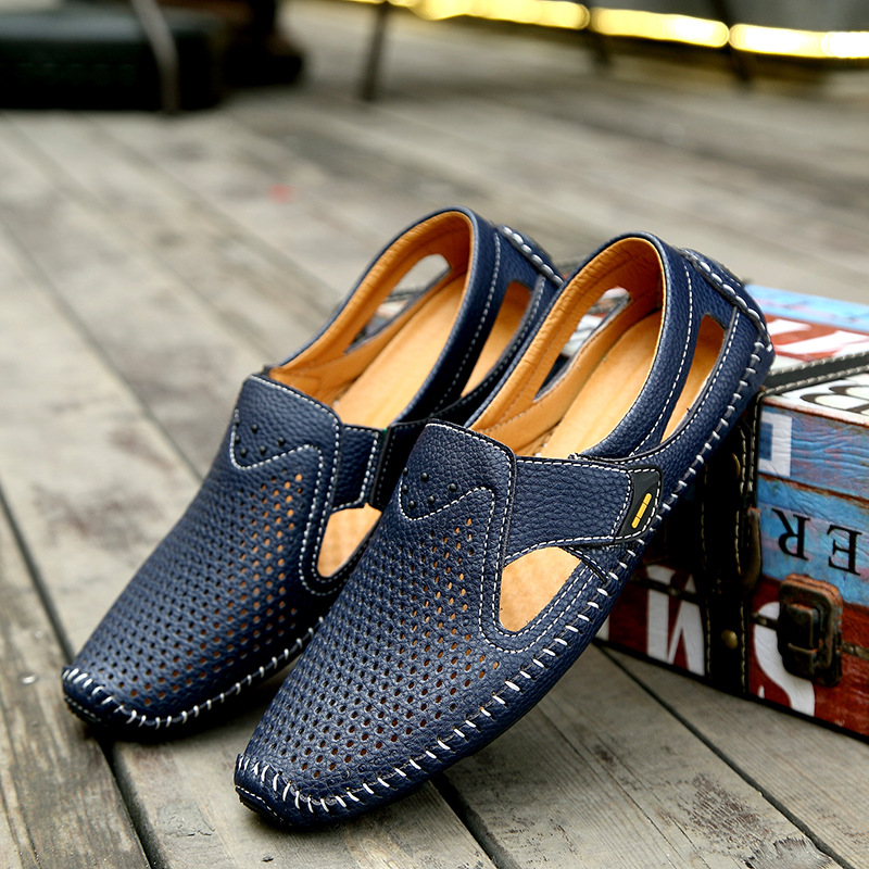 Men's comfortable slip-on driving loafers with perforated design.