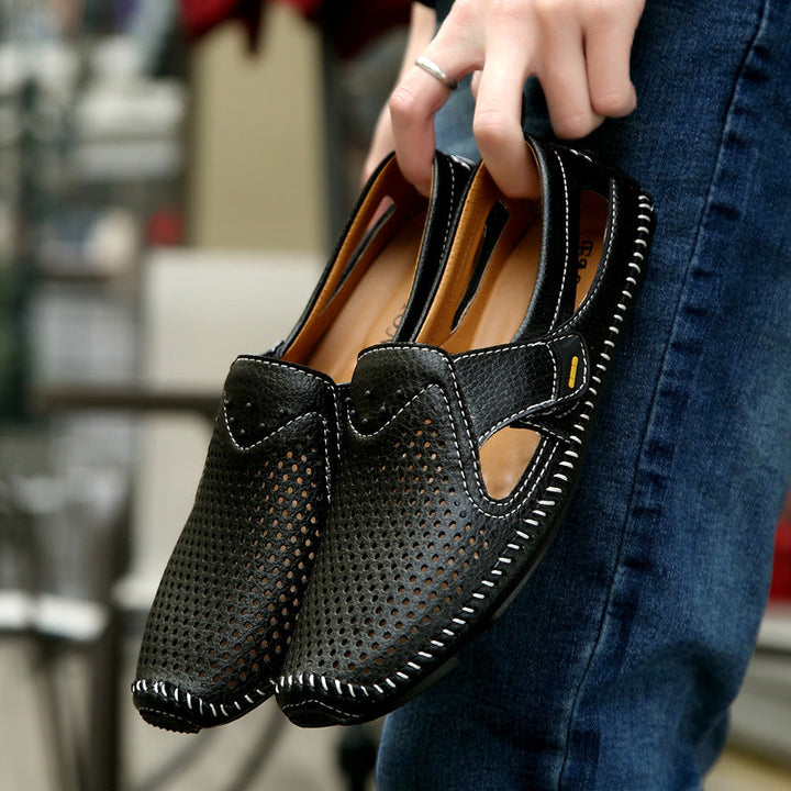 Adjustable strap men's driving loafers, comfortable & practical slip-on shoes.