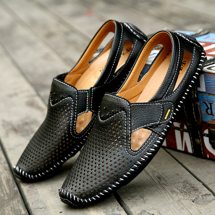 Stylish perforated slip-on loafers for men, offering ultimate comfort & breathability.