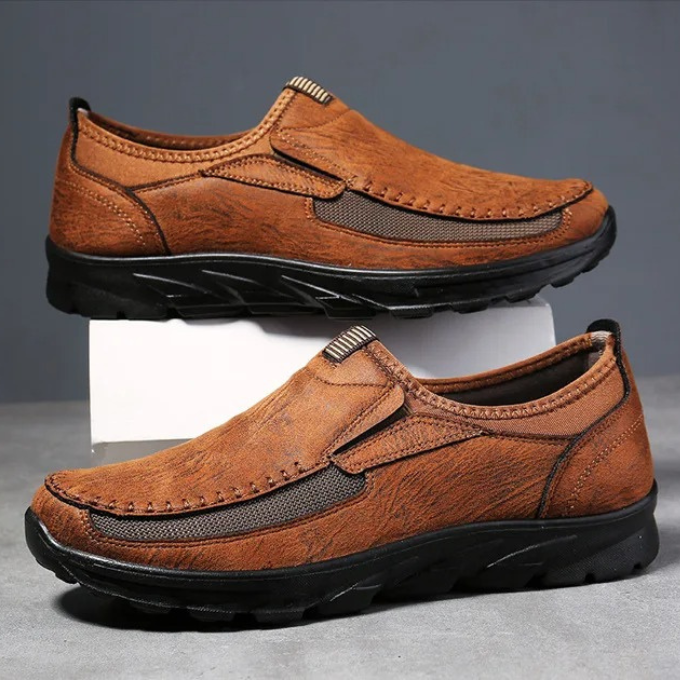 Cushioned men's slip-on loafers, ideal walking shoes with breathable design for ultimate comfort.