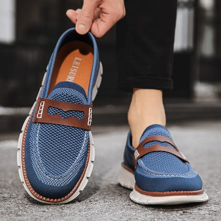 White men's slip-on shoes, breathable and comfortable for casual everyday style.