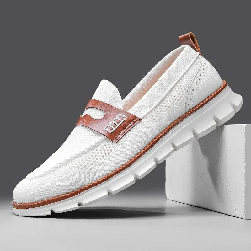 Olive men's slip-on shoes, lightweight and providing excellent orthopedic support.