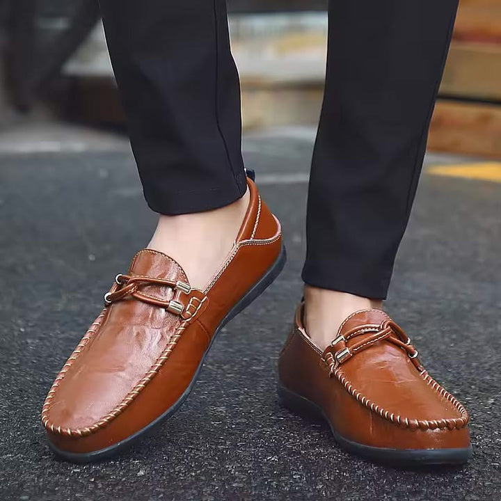 Camel men's slip-on loafers offering supreme comfort and sleek style for all-day wear.