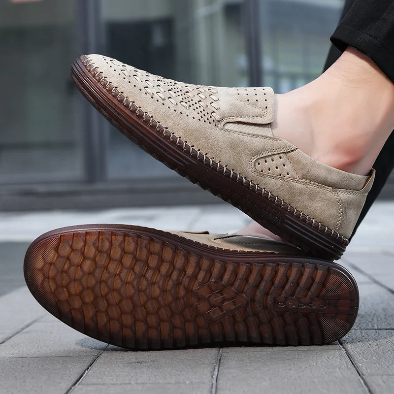 Classic men's dress shoes, slip-on loafers. Comfortable and stylish footwear for everyday and casual wear.