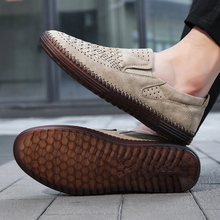 Classic men's dress shoes, slip-on loafers. Comfortable and stylish footwear for everyday and casual wear.