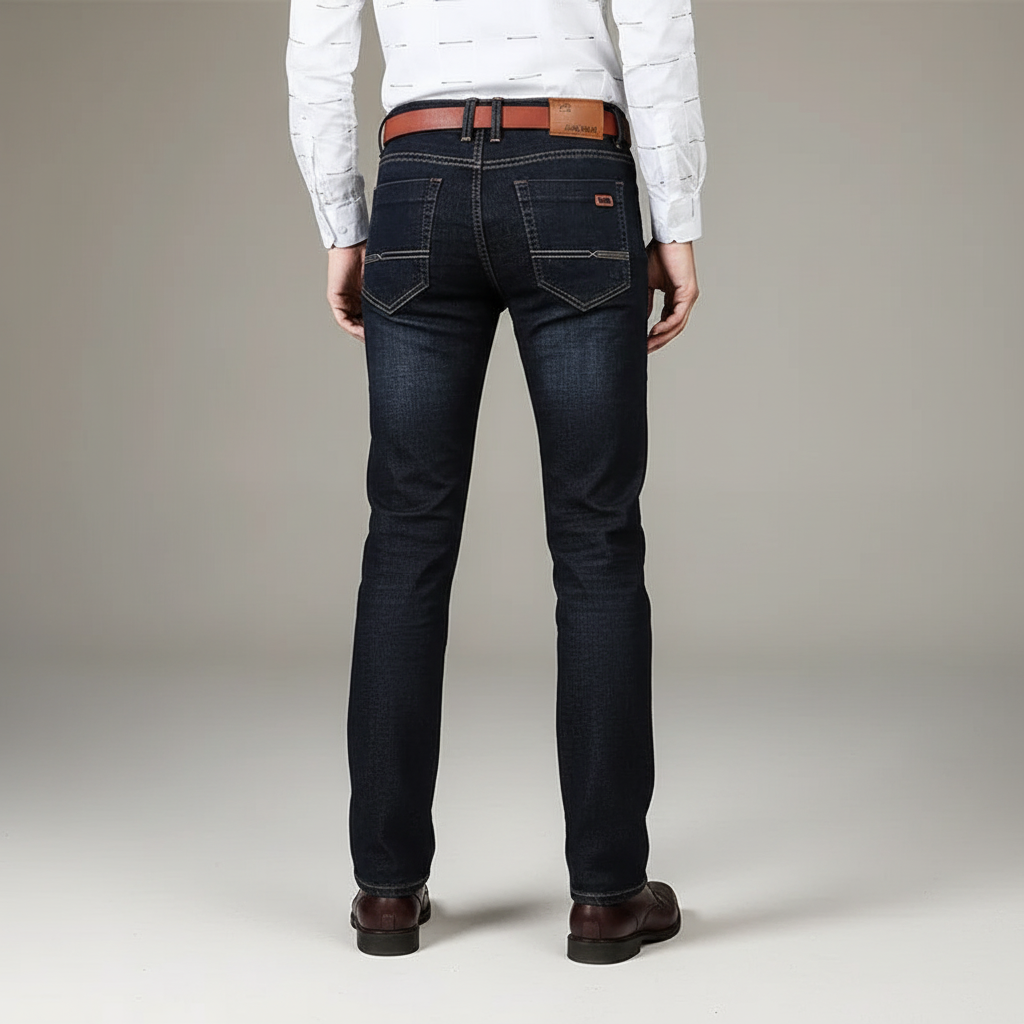 Durable men's straight fit denim jeans for casual wear
