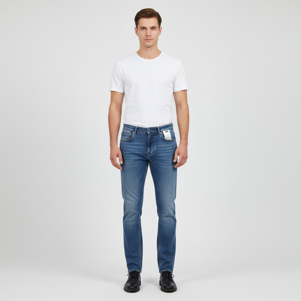 Versatile men's stretch denim jeans, durable and comfortable for men's apparel