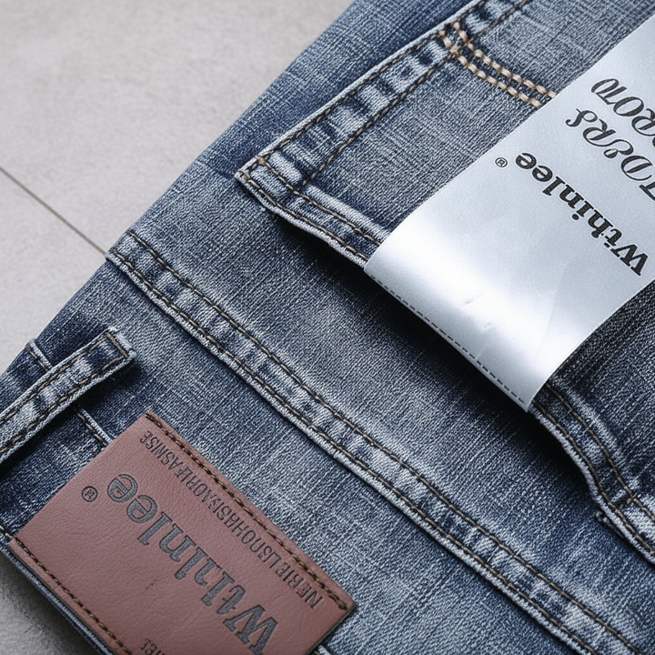 Classic fit men's denim trousers, made from comfortable stretch material