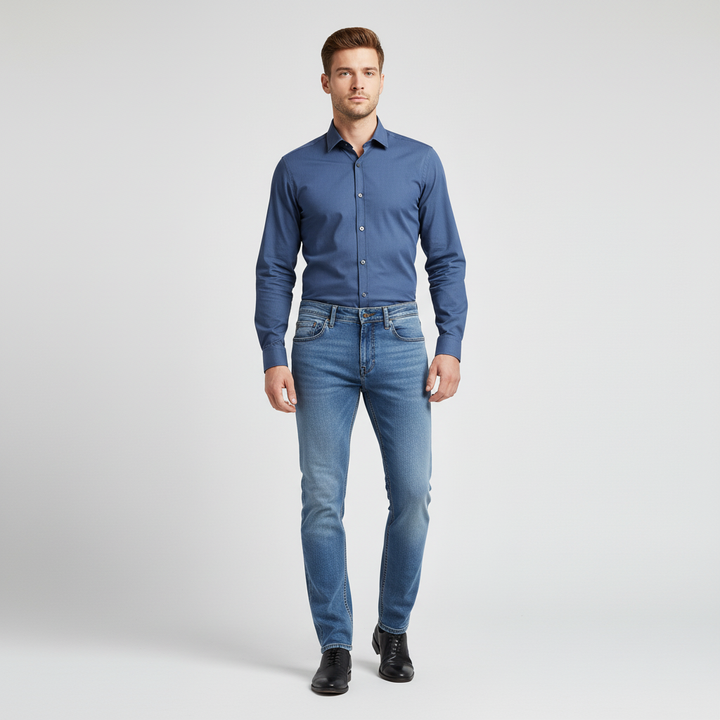 Stylish men's stretch denim pants, perfect for everyday wear and comfort