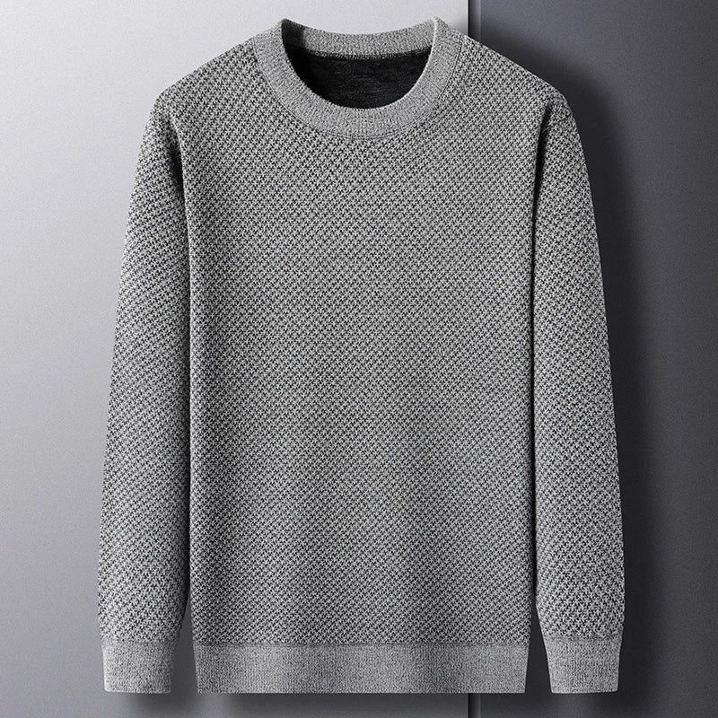 Men's comfortable textured knit sweater in a stylish, versatile design, perfect for casual wear. Long sleeve warmth.