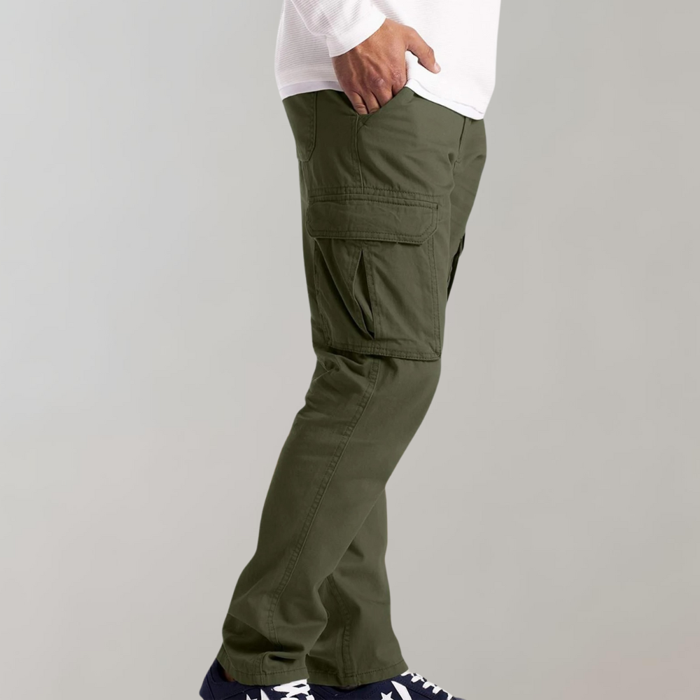 Durable men's utility cargo pants with multiple pockets. Excellent for outdoor adventures and rugged use.
