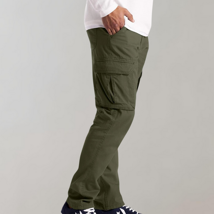 Durable men's utility cargo pants with multiple pockets. Excellent for outdoor adventures and rugged use.