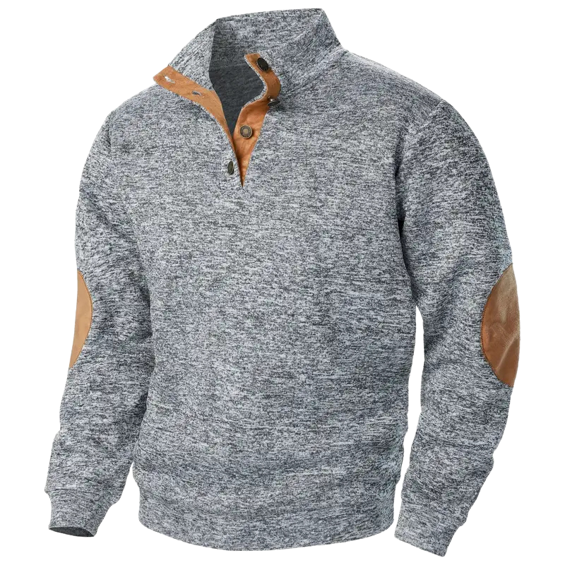 Man modeling a comfortable warm crew neck winter sweater, long sleeve knit. Perfect for casual wear.