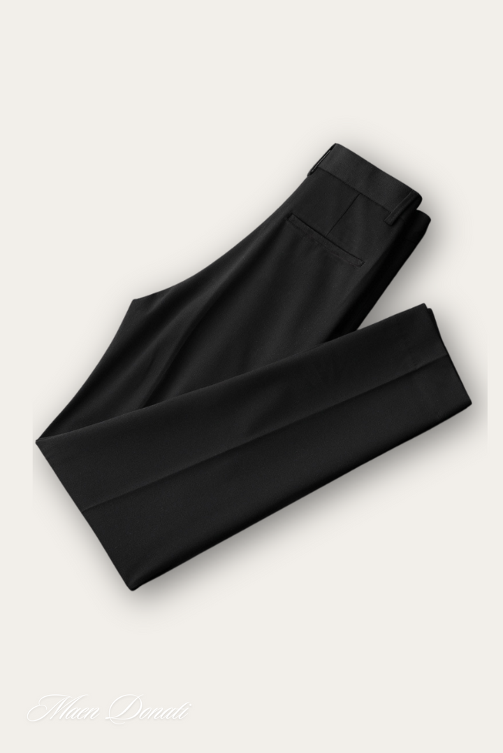 Close-up of Oliver men's wool blend dress trousers, showcasing comfortable fabric texture, perfect for office wear.