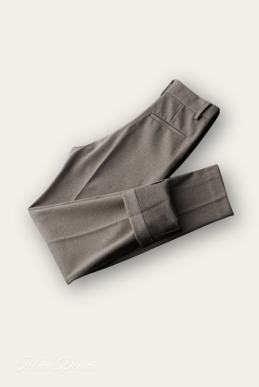 Folded Oliver men's wool blend dress trousers. Comfortable formal wear, perfect for smart casual or business.