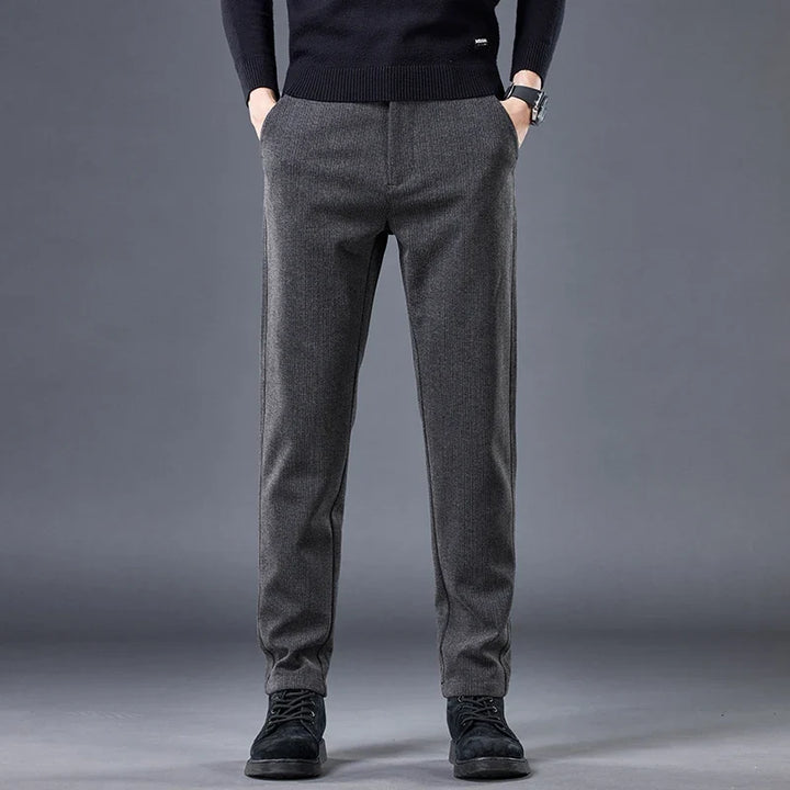 Men's comfort fit contour pants, tailored for a sleek look, stretch & wrinkle-free.