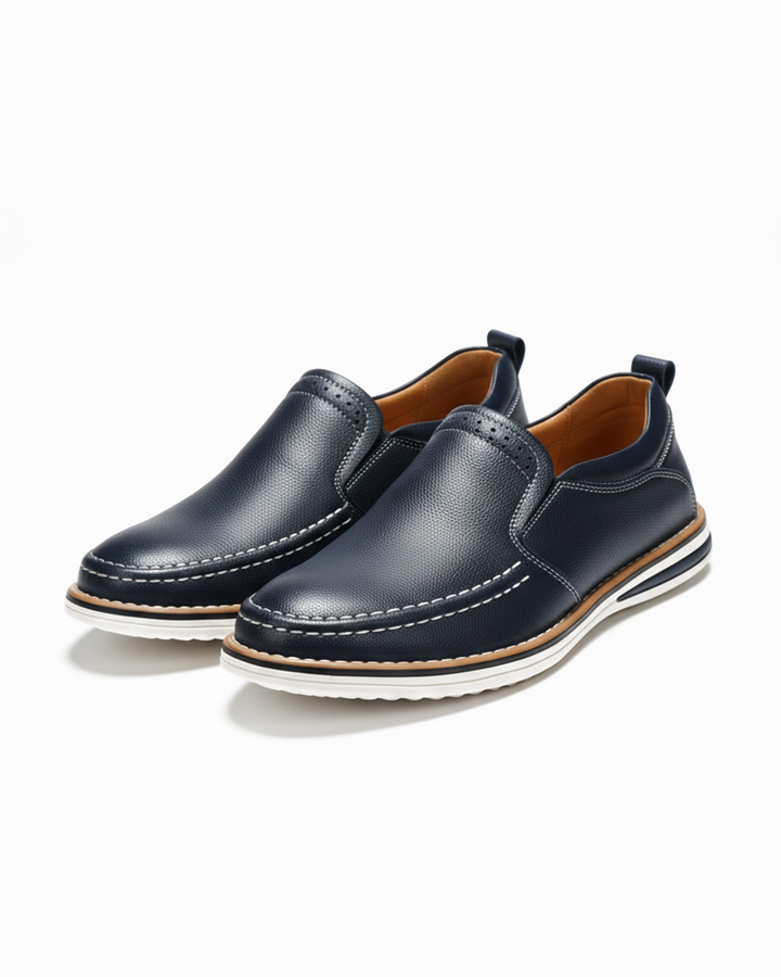 Men's Cooper Mocs loafers. Stylish brown slip-on comfort shoes for smart casual & everyday wear.