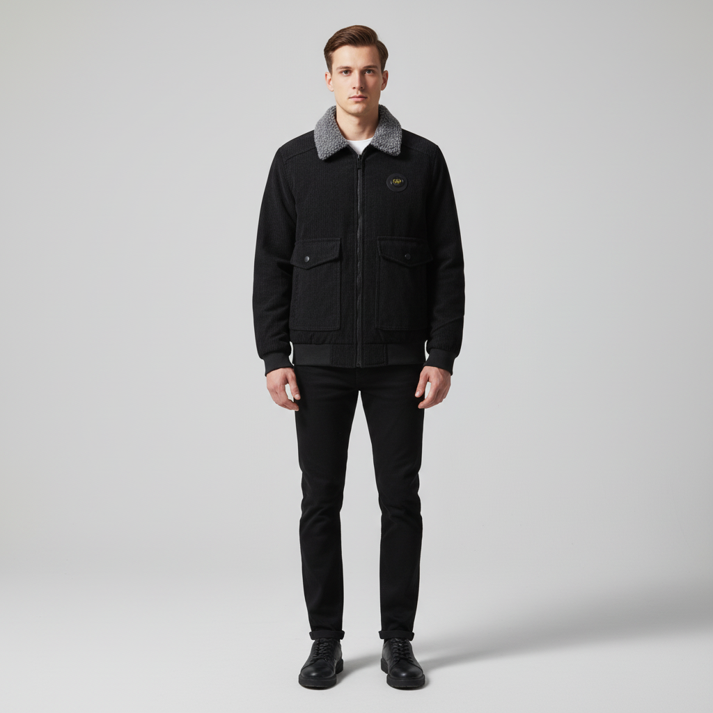 Durable corduroy men's jacket, featuring a cozy fleece lining for ultimate winter warmth