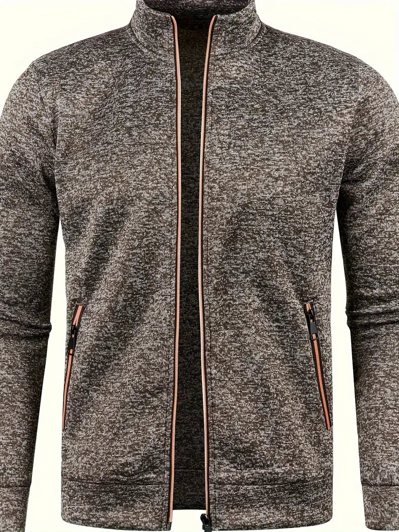 Casual men's zip-up vest, sleeveless jacket design with a stand collar for everyday versatility.
