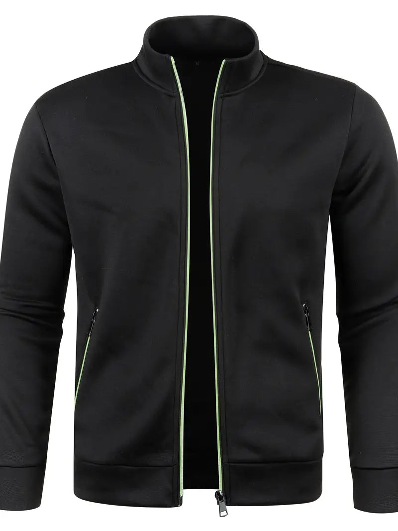 Sleek sleeveless jacket for men, a zip-up vest with stand collar for everyday comfort and style.