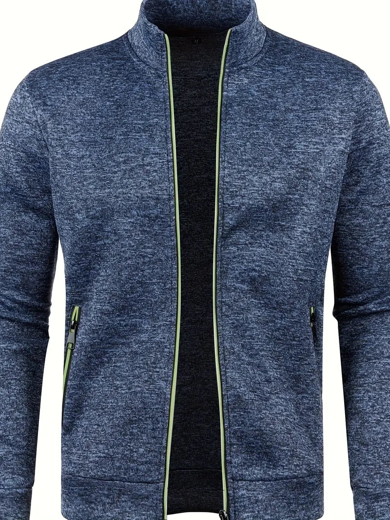 Comfortable men's outerwear, a Core zip-up vest with stand collar for casual layering style.