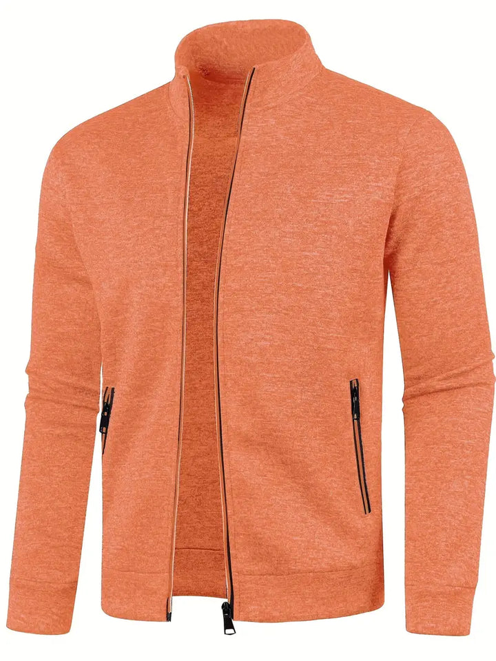 Men's outerwear vest, a comfortable zip-up with a stand collar, great for layering and casual style.
